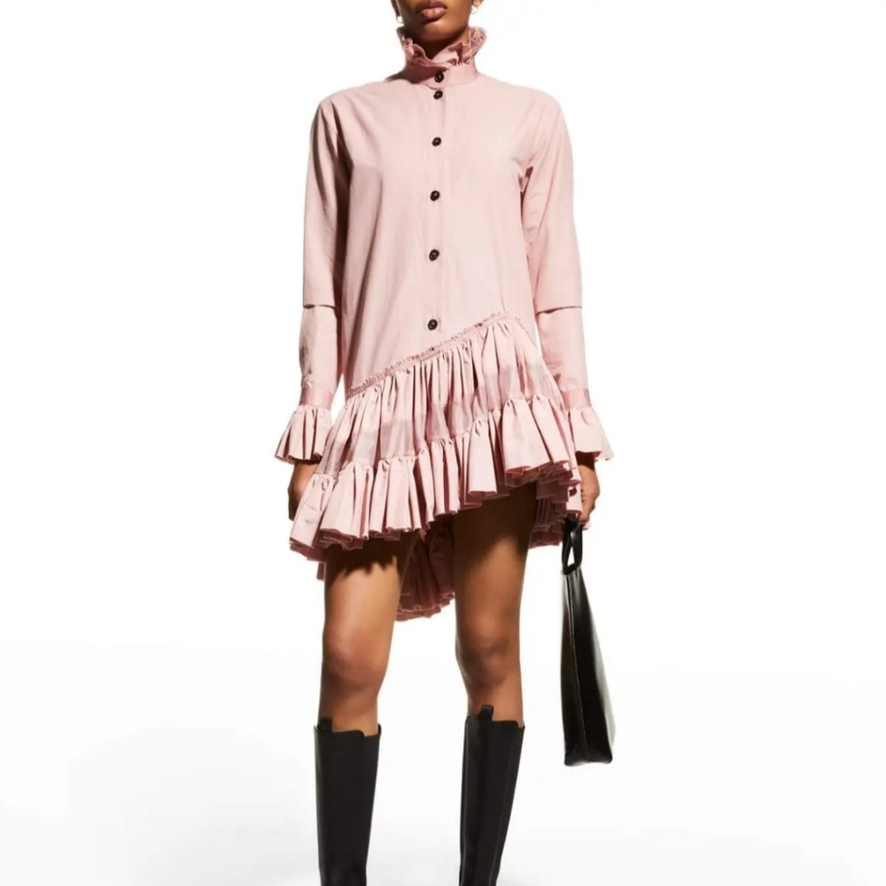 NWOT UNTTLD Rubin Ruffle Long Sleeve Shirt Coquette Dollcore Mini Dress